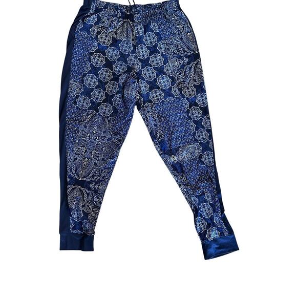 Cuddl Duds Women's Blue Embroidered Drawstring Leggings Size Large - Picture 1 of 5